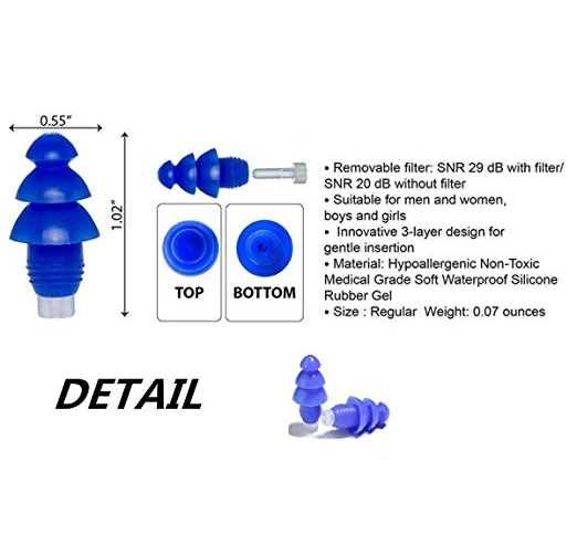 Многоразовые беруши с фильтром водонепроницаемые шумоподавления силиконовые затычки для ушей для шумоподавления ушей ванна для сна