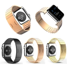 Luxury Stainless Steel Replacement Smart Watch Band Link Bracelet with Double Button Folding Clasp for Apple Watch 38mm 42mm