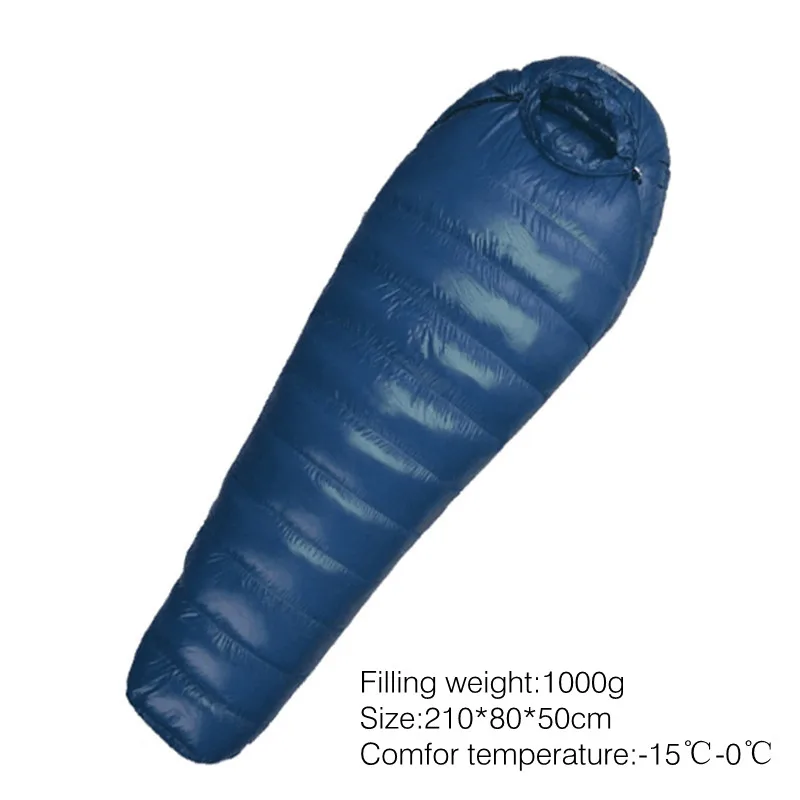 Спальный мешок для кемпинга, 600 г, 800 г, 1000 г, Сверхлегкий, сохраняет тепло, для альпинизма, зимнего уличного оборудования - Цвет: Deep blue 1000g