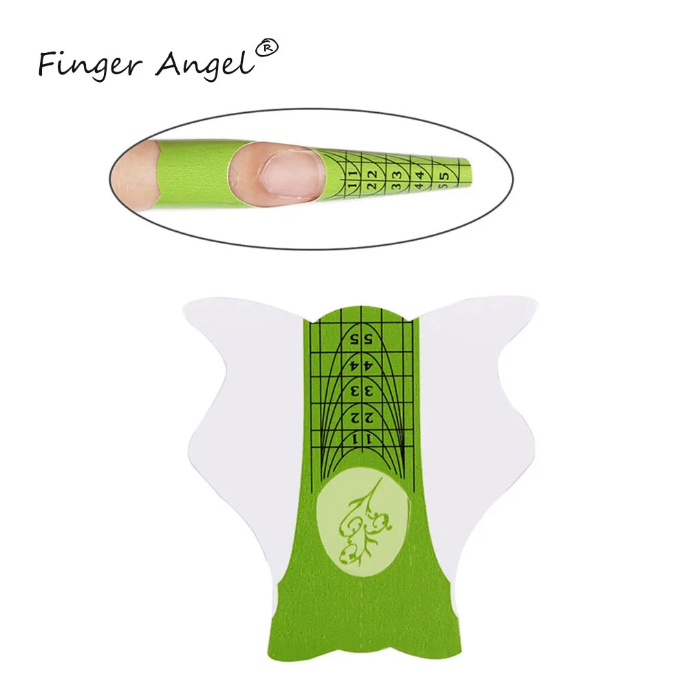 Finger Angel 50/100/500 шт. формы ногтей Nail Art Руководство Бумага Зеленая бабочка Гель-лак для ногтей УФ расширение французский для маникюра