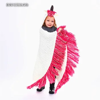 

Kids Blanket Cartoon Knitted Blanket with Hooded Tassel Baby Toddler Baby Blanket 90cm Baby Swaddle Sofa Throw Blankets