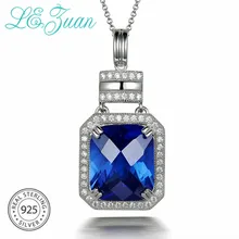 L& zuan 925 стерлингового серебра 10.6ct сапфировый синий подвеска с драгоценными камнями с серебряной цепочкой для женщин Свадебные украшения