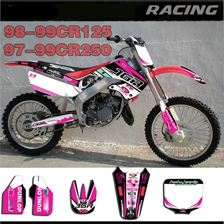 

Motorcycle Customized Number Name Full Stickes GRAPHICS BACKGROUNDS DECAL For Honda CR 125 250 CR125 1998-1999 CR250 1997-1999
