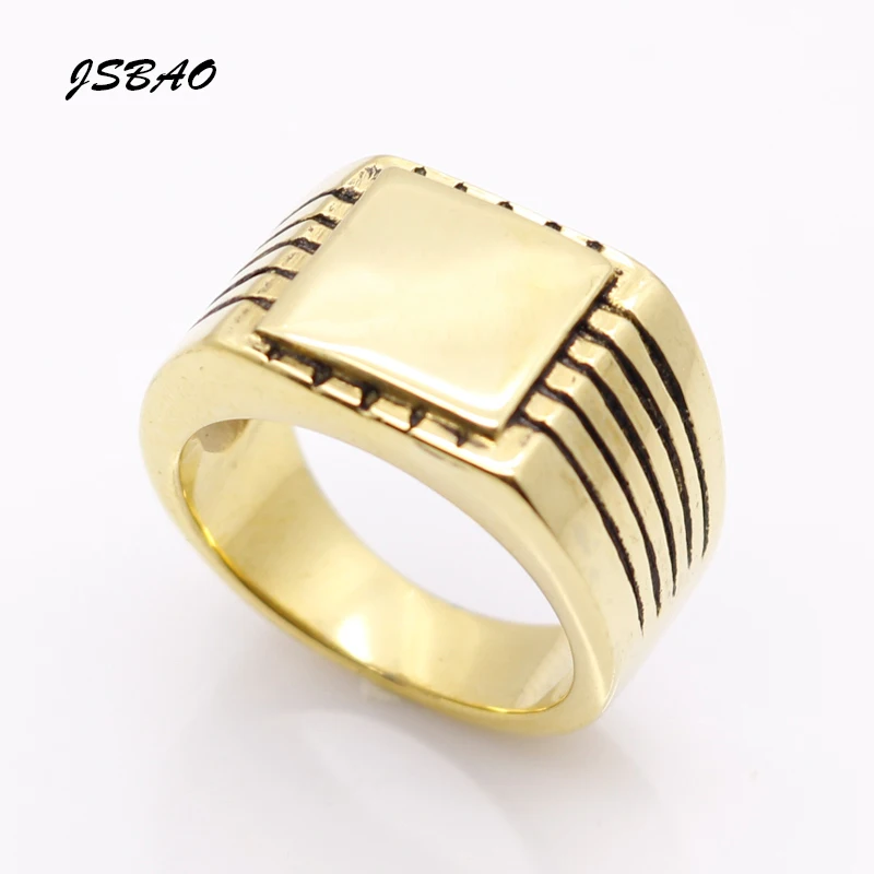 

JSBAO Men's High Polished Signet Solid Stainless Steel Ring Fine Jewelry 316L Stainless Steel Biker Ring For Men Fashion Jewelry