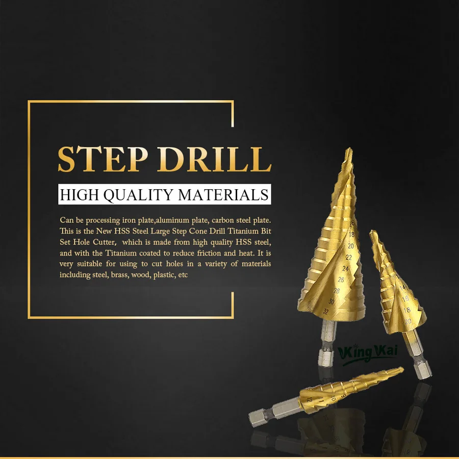 HSS4241 Spiral Center Step Drill Bit Solid Carbide Mini Drill Accessories Titanium Step Drill Bit-010