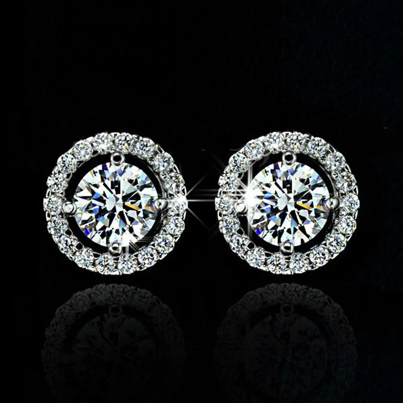 

Hot Sale Romantic Jewelry Stud Earrings For Wedding Elegant Silver Color AAA Cubic Zirconia Stone Earring