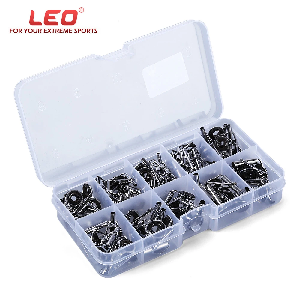 LEO 80pcs Fishing Rod Guide Tip Repair Accessory Stainless Steel Frame Eye Ring with Box | Спорт и развлечения