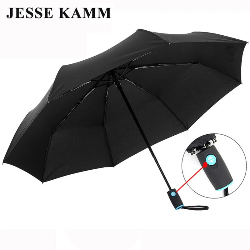 JESSEKAMM Fully automatic Strong Folding Compact Rain Ladies Umbrellas