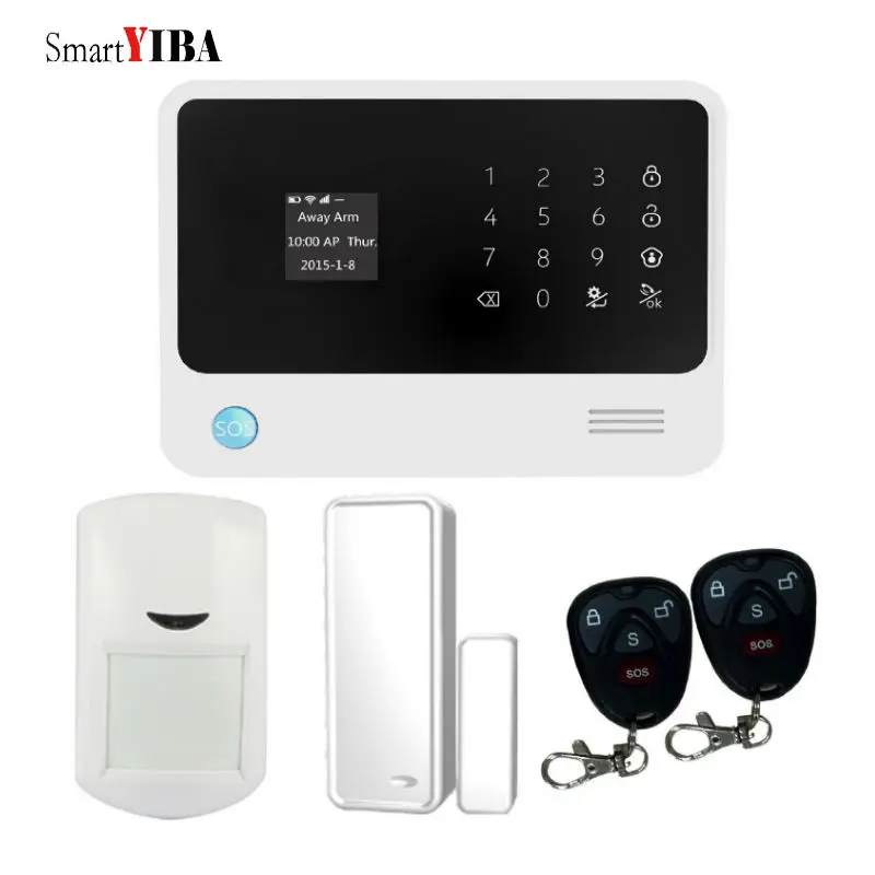 SmartYIBA wifi GSM SMS сигнализация комплекты ретранслятор сигнала ip-камера газовая сигнализация датчик дыма Pet PIR/Стекло Датчик разбития Alarmes для опции