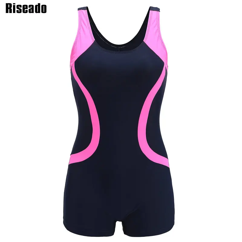 Riseado New One Piece Swimsuit 2019 Sport Swimwear Women Patchwork Women Swimsuits Competitive Racer Back Boyleg Bathing Suits