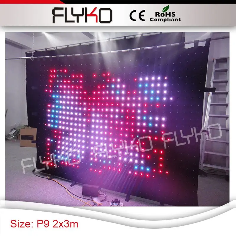 

P90mm 2*3m full color RGB flexible led video curtain music stage display screen