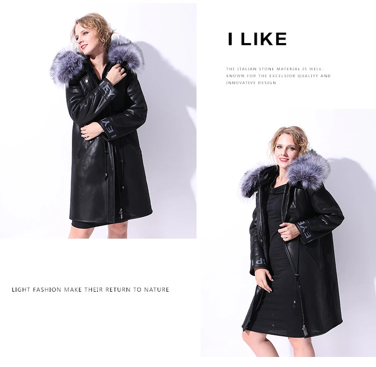 Women Winter Leather Jackets Long Plus Size 5XL Leather Coat Women Adjustable Waist Big Fur Collar Parka Padded Coats CH690 (2)