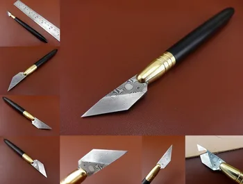 

1pc Leather Craft Swiss Damascus Stainless Steel Precision Carving Cut Cutter Knife Pen Tool Creaser Groover Skiver Beveler Awl