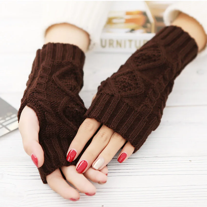 Женские перчатки Стильные Теплые Осенние перчатки женские вязаные элегантные варежки теплые женские перчатки без пальцев