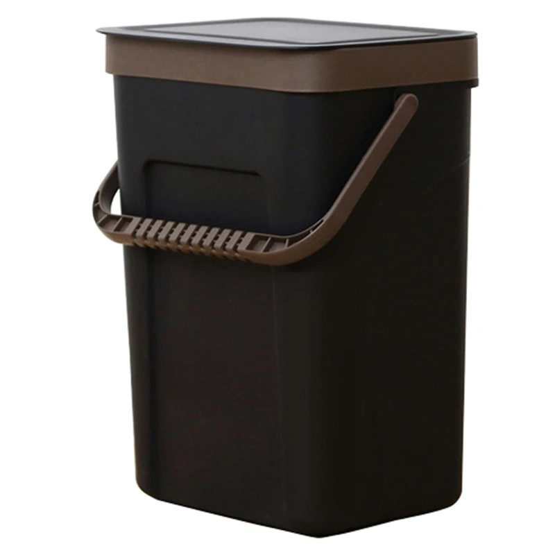 Мусорное ведро для офиса, кухни, ванной комнаты, мусорное ведро с экономией места для дома, настенный мусорный бак двойного назначения, ящик для хранения - Цвет: Black L