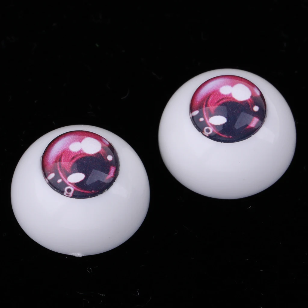 18mm Safety Eyes Acrylic Eyes for 1/3 BJD Dolls Bears Animal DIY Making - Pink Iris and Black Pupil