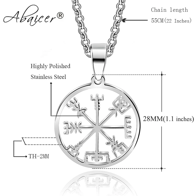 Abaicer нержавеющая сталь Викинг один символ Norse Runic кулон ожерелье руны викингов