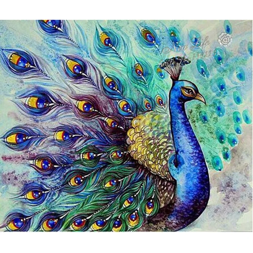

DIY 5D Diamond Painting Purple Peacock Screen Cross Stitch Diamond Embroidery Patterns Rhinestones Mosaic 30x30cm