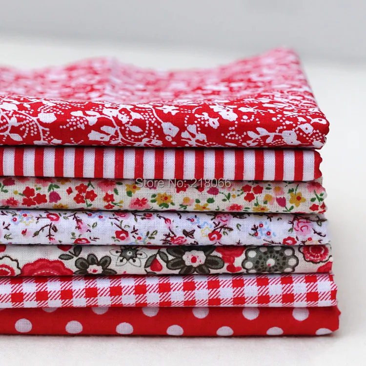 25*25cm Drop Shipping! 7piece/lot Vintage Cotton Quilting Fabric Group