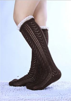 Новые Вязаные носки для обуви гетры женский с кружевной отделкой плоские манжеты теплые носки