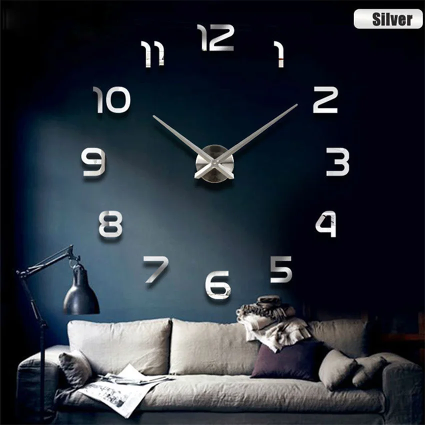 

Large Mirror Modern Design Wall Clock Sticker Home Decor Creative For Living Room Digital Wall Clocks duvar saati Wedding Gift