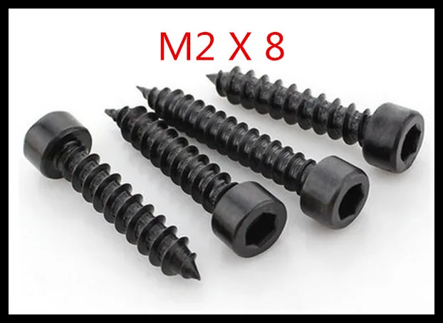 20 шт./лот углеродистая сталь с черным M2 * 8 x шестигранной головкой саморезом |