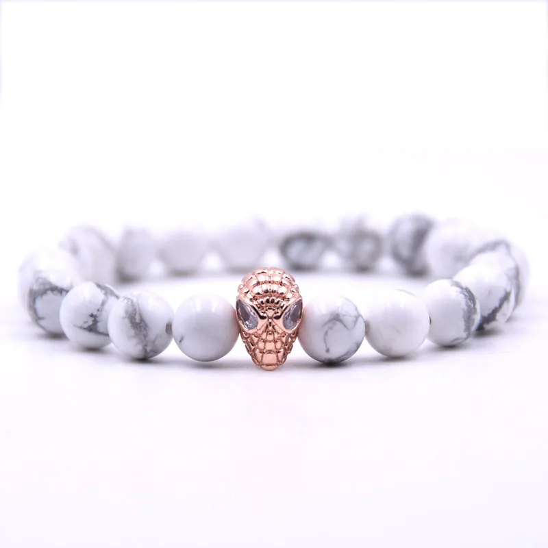 

KANGKANG 2019 Trendy 8mm 5 color stone bead Bracelet Pave CZ Rose golden Spiderman Bracelets Creative DIY Jewelry accessories
