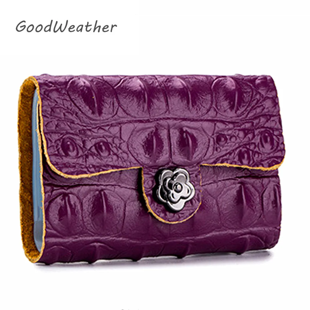 

Fashion card holder high quality genuine leather id card holder porte carte bancaire purple crocodile business cardholders