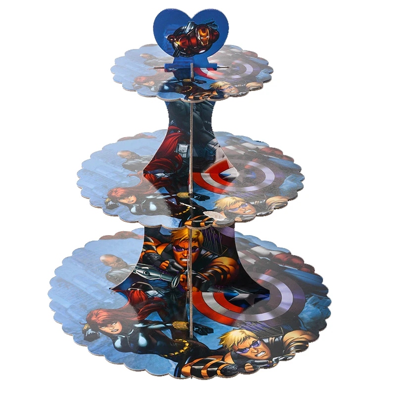 3-х уровневый удивительные торт подставка держатель для кекса мультфильм hero вечерние торт стеллаж для выставки товаров для детей День рождения поставки вечерние свадебные сувениры - Цвет: avengers