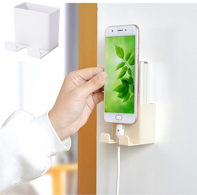 

1Pc New Mobile Phone Holder Charging Rack Shelf Wall Stand Hanging Bracket Remote Control Storage Box