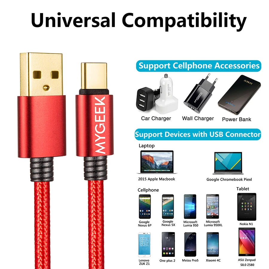 MyGeek Quick Charge USB Type C Cable for Samsung HUAWEI Xiaomi mi5 Oneplus Meizu LG Nexus 5x letv Type-c usb c Cable MyGeek Quick Charge USB Type C Cable for Samsung HUAWEI Xiaomi mi5 Oneplus Meizu LG Nexus 5x letv Type-c usb c Cable
