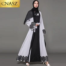Размера плюс с вышивкой Костюмы кимоно хиджаб мусульманская одежда передний открытый Абаи Восточный кафтан из Дубая