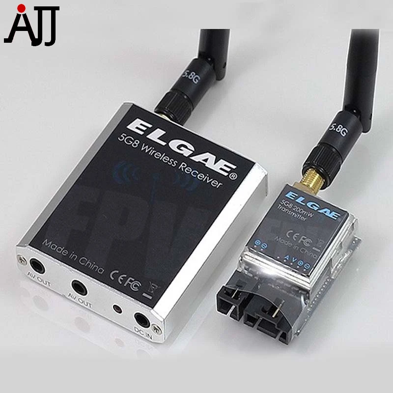 Elgae 5.8Ghz 200mw FPV Wireless AV Transmitter TX TS351 and 5.8GB 8CH AV Receiver RX Set RC305 STR351305