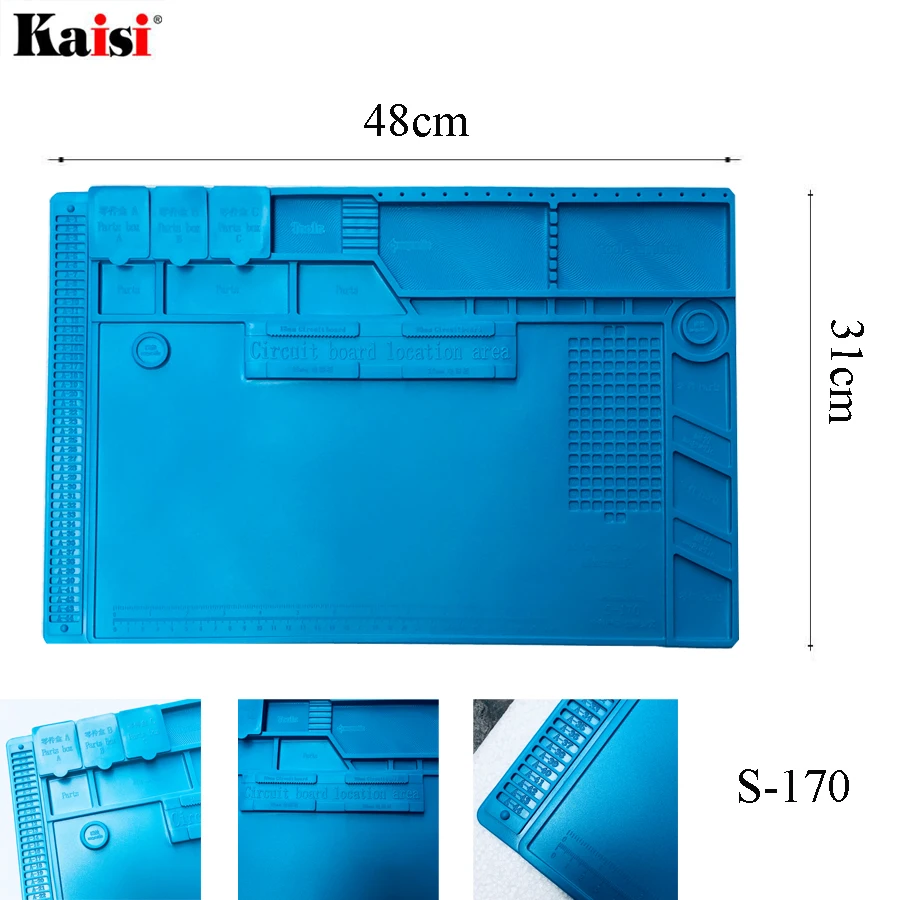 Новейший S-180 55*35 см BGA Теплоизоляционный силиконовый коврик паяльный ремонт обслуживание платформа Настольный коврик с магнитной секцией