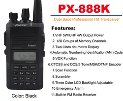 Черный Цвет Puxing PX-888K Dual Band Профессиональные FM трансивер Оригинал Puxing px 888 К 5 Вт 128ch портативная рация