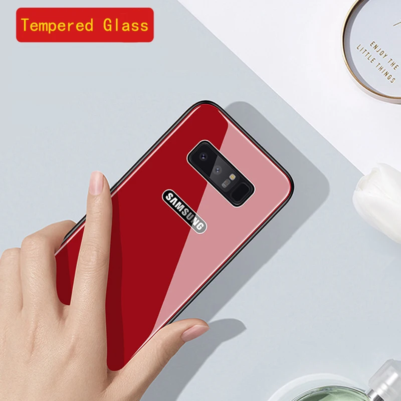 Роскошный прозрачный чехол из закаленного стекла для телефона Samsung Galaxy Note 8 9 S8 S9