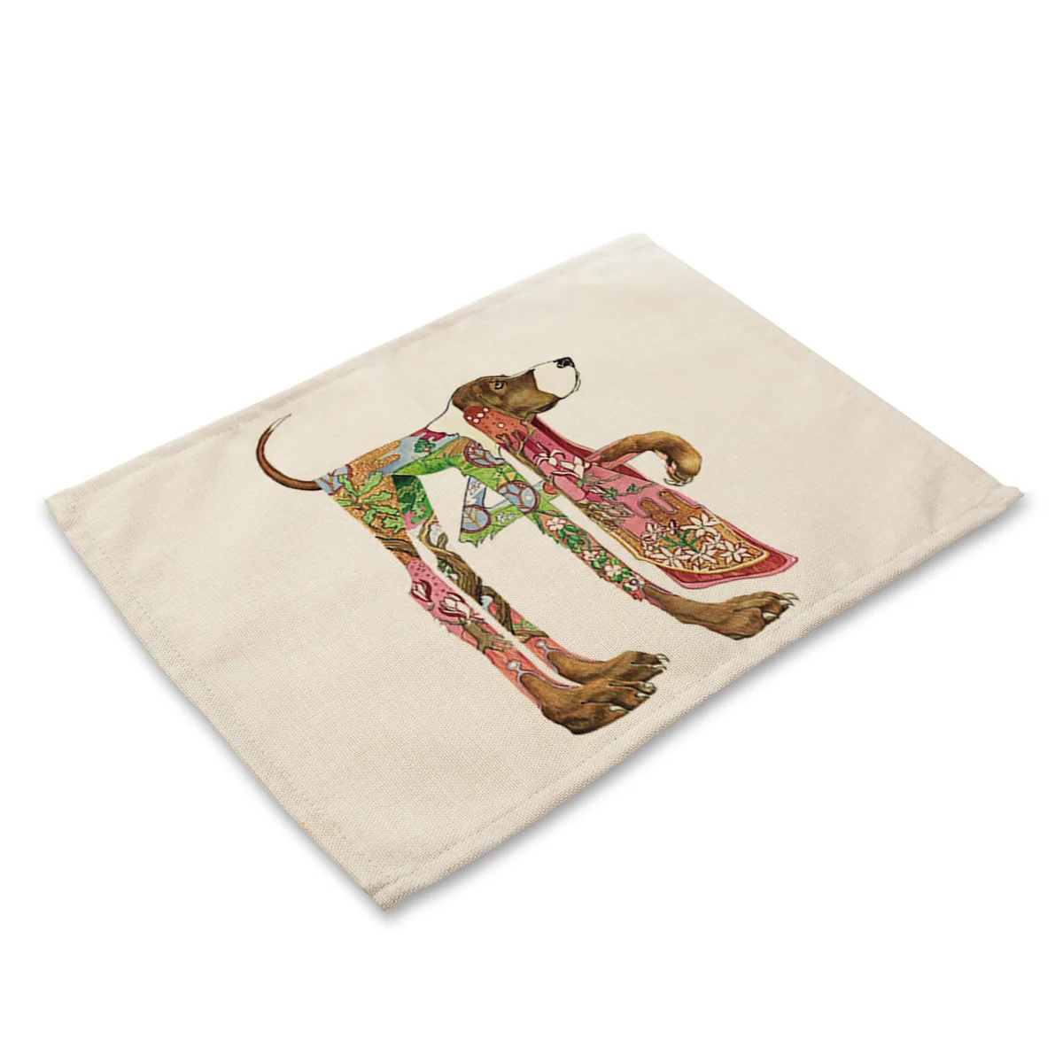 Цвет с изображением животного собаки в западном стиле прямоугольник хлопок, лен, настольные коврики для обеденного стола кошка кухонные украшения Аксессуары - Цвет: MA0036-9
