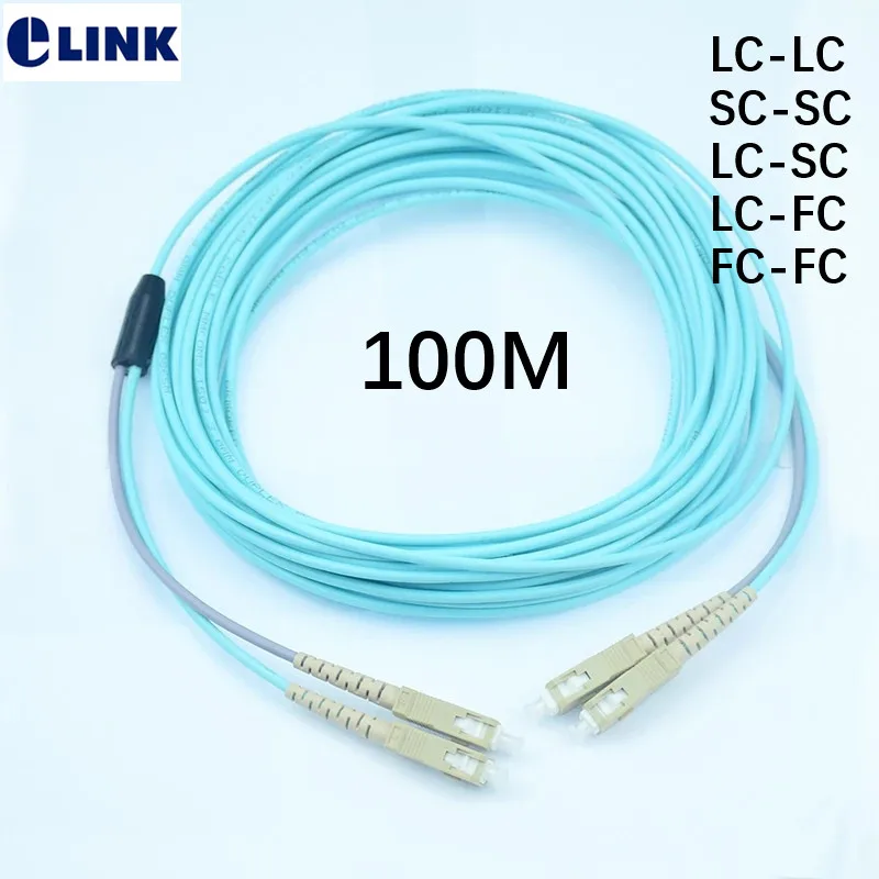 

1pc 100mtr OM3 Armored PatchCord 2 fiber SC-SC LC-LC LC-SC LC-FC armored ftth jumper 2 core optical fibre MM cable duplex ELINK