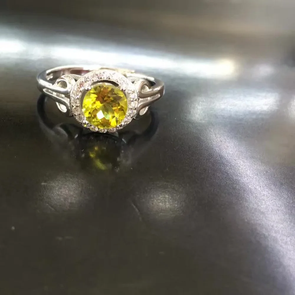 

2017 Qi Xuan_Fashion Jewelry_Yellow Tourmaline Stone Elegant Woman Rings_Solid Sliver Fashion Rings_Manufacturer Directly Sales