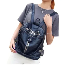 2017 einfache Niet Rucksack Frauen Weiche Pu-lederne Rucksäcke für Teenager Schultaschen Arbeiten Männer Reisen Rucksack 044