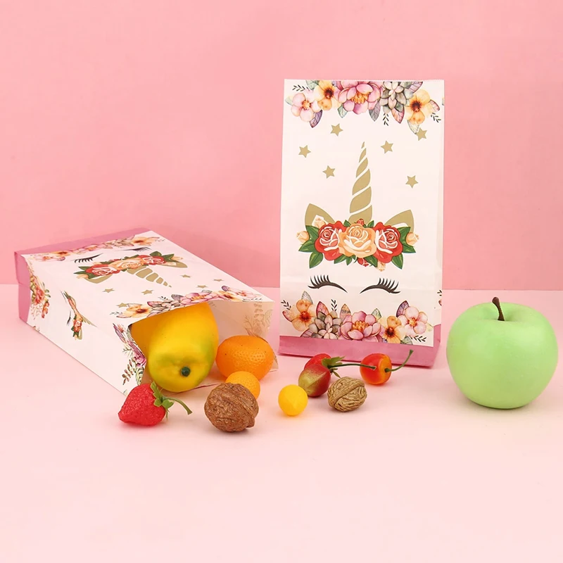 10 шт Единорог бумажные подарочные сумки розовые конфеты сумка для единорога вечерние детские Душ коробка для поздравительных открыток день рождения партии поставки