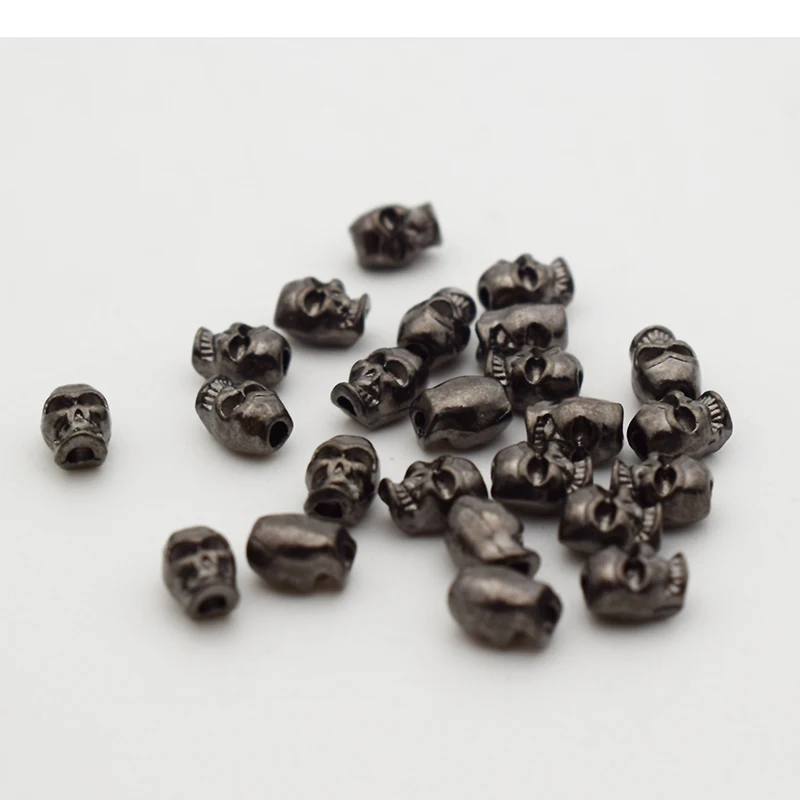 

Hematite Black Alloys Skull Bead For Braid Hand mand Woven leather Necklace Accessories