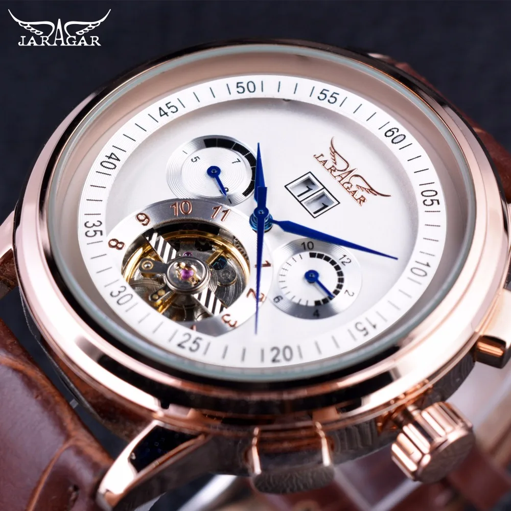 Jaragar Classic Racing Series Rose Gold Bezel Wrist Watch Tourbillion Men Watch Top Brand Luxury Male