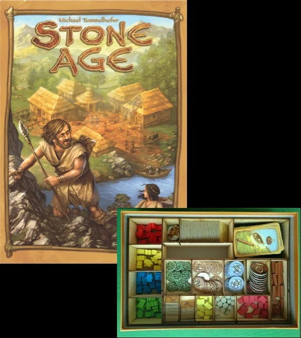 

Stone Age Card Game Storage Box Organizer for Wooden Receiving Compact Case The Broken Token Portable Box Laser Cutting