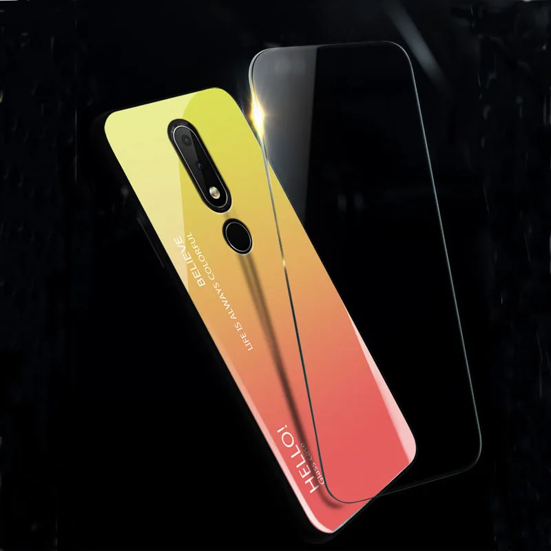 Gradient Tempered Glass Hard Case With Soft Frame Cover sFor Nokia X6 7 Plus Shockproof Phone Capa Coque sFor Nokia 8 6.1 Plus   (3)