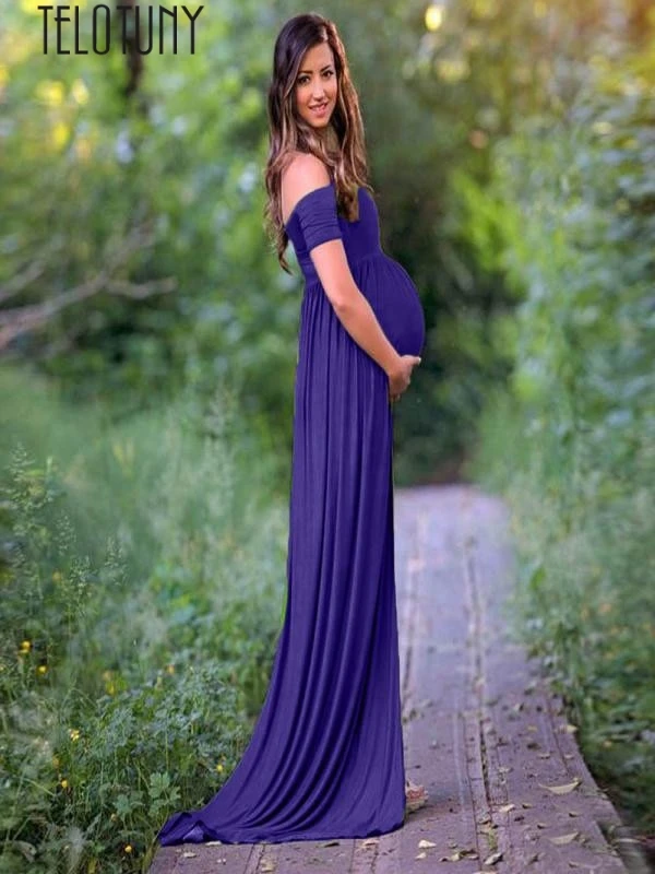 TELOTUNY, женское платье с открытыми плечами, платье для беременных, платье для фотосессии, сексуальный реквизит, Длинное Макси платье для кормящих Z0829