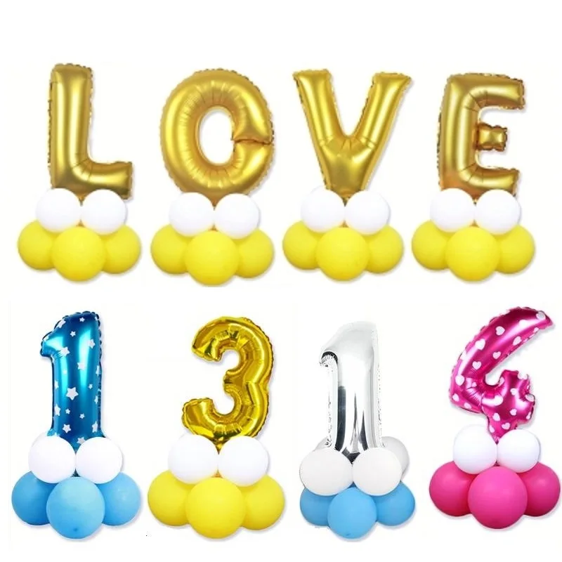

13pcs/set Column Road Lead Number Foil Letter Balloons Baby Birthday Wedding Party Decoration Inflatable Helium English Balloons