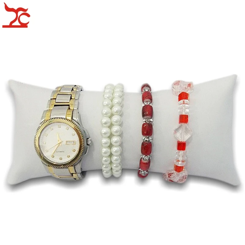 Retail Jewelry Display Holder White Leatherette Bracelet Bangle Pillow