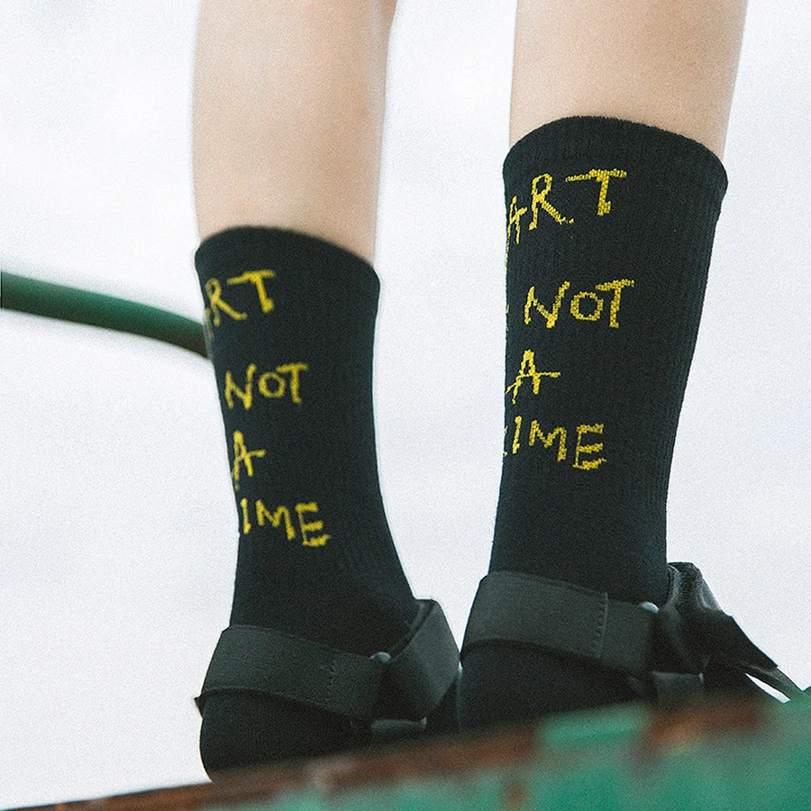 Носки унисекс с надписью Cool Art Is Not A Crime хип хоп в японском стиле уличные носки