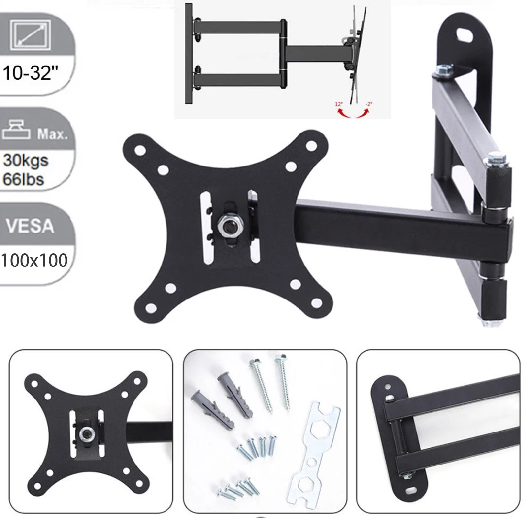 Mayitr 1pc Full Motion TV Wall Mount High Quality TV Swivel Bracket for 10-32Inch LED LCD Flat Screen TV